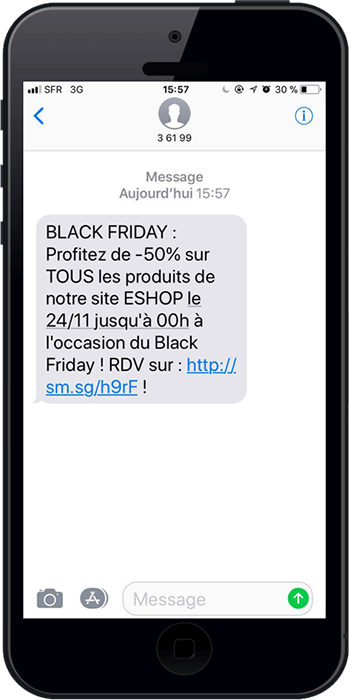 L'insertion d'un lien court dans le sms pro permet de savoir qui Ã  cliquÃ© dessus et facilite la vie des utilisateurs pour accÃ©der au site e-commerce