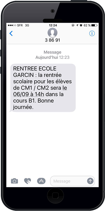 une alerte sms pour rappeler la date de la rentrée scolaire