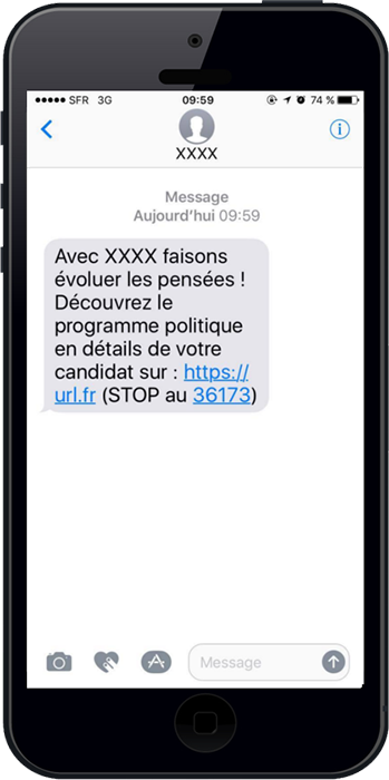 Il est facile de diffuser le programme électoral d'un candidat grâce à l'insertion d'un lien court dans le sms marketing