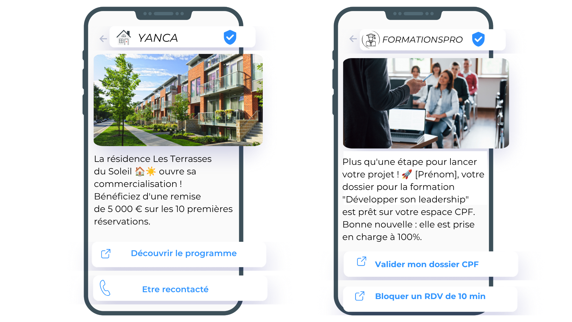 Exemples de RCS immobilier et de RCS pour la formation professionnelle.