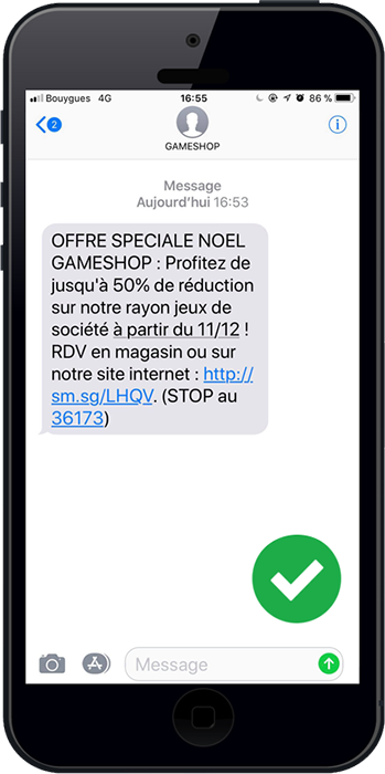 Exemple d'un bon sms envoyé pour les fêtes de fin d'année